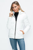 How Dare U Pocketed Zip Up Puffer Jacket with Removable Hood 