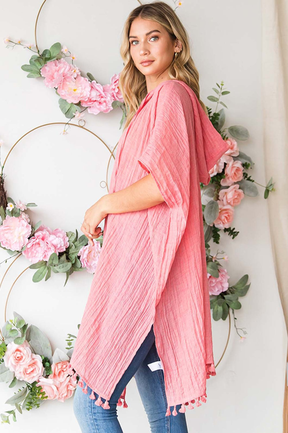 Cotton Bleu by Nu Label Tassel Hem Hooded Cover Up 