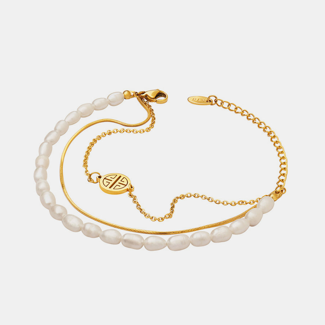 Titanium Steel Three-Layered Pearl Bracelet 