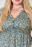 Heimish Full Size Floral Half Button Long Sleeve Blouse 