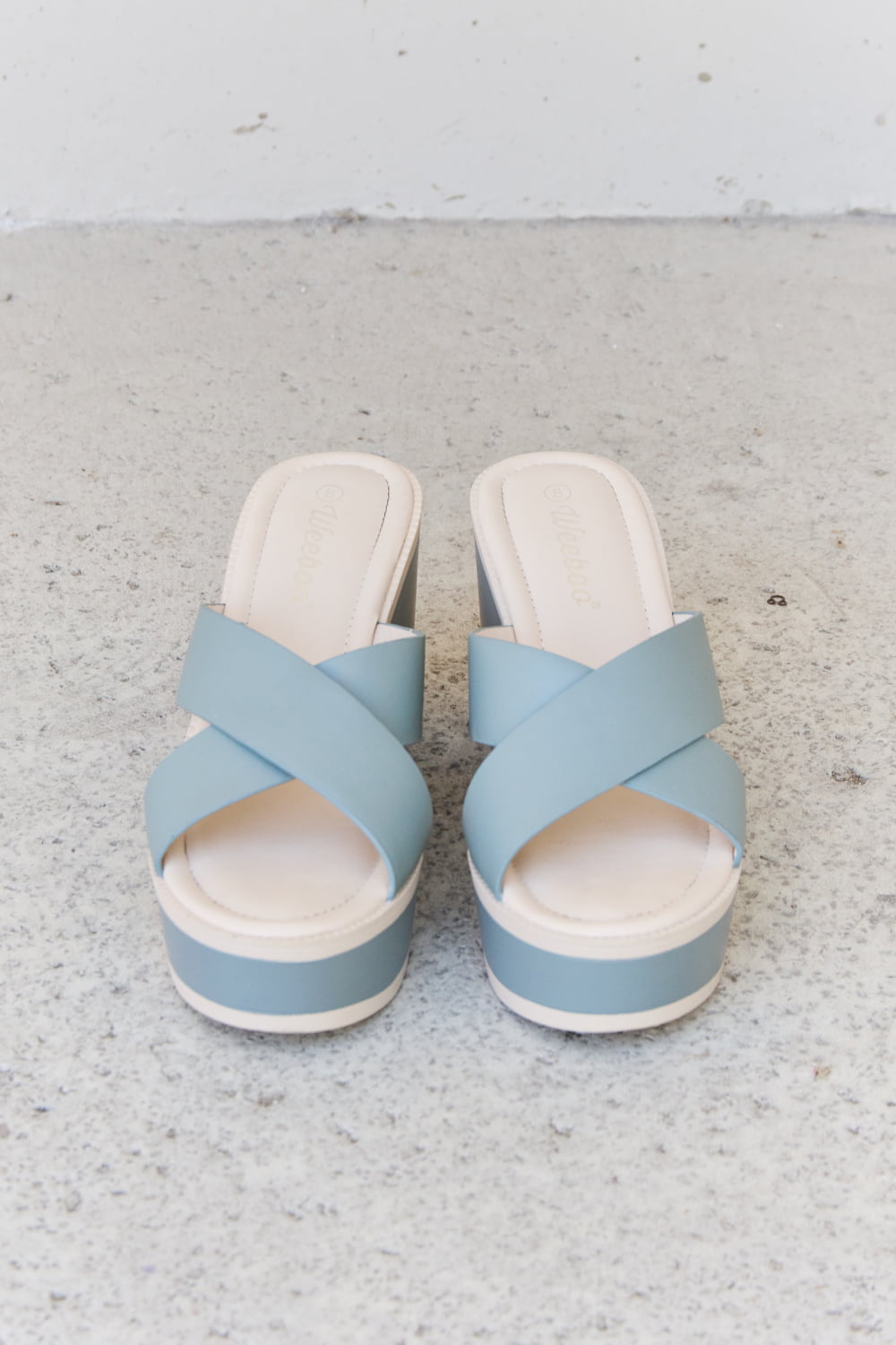 Weeboo Cherish The Moments Contrast Platform Sandals in Misty Blue 