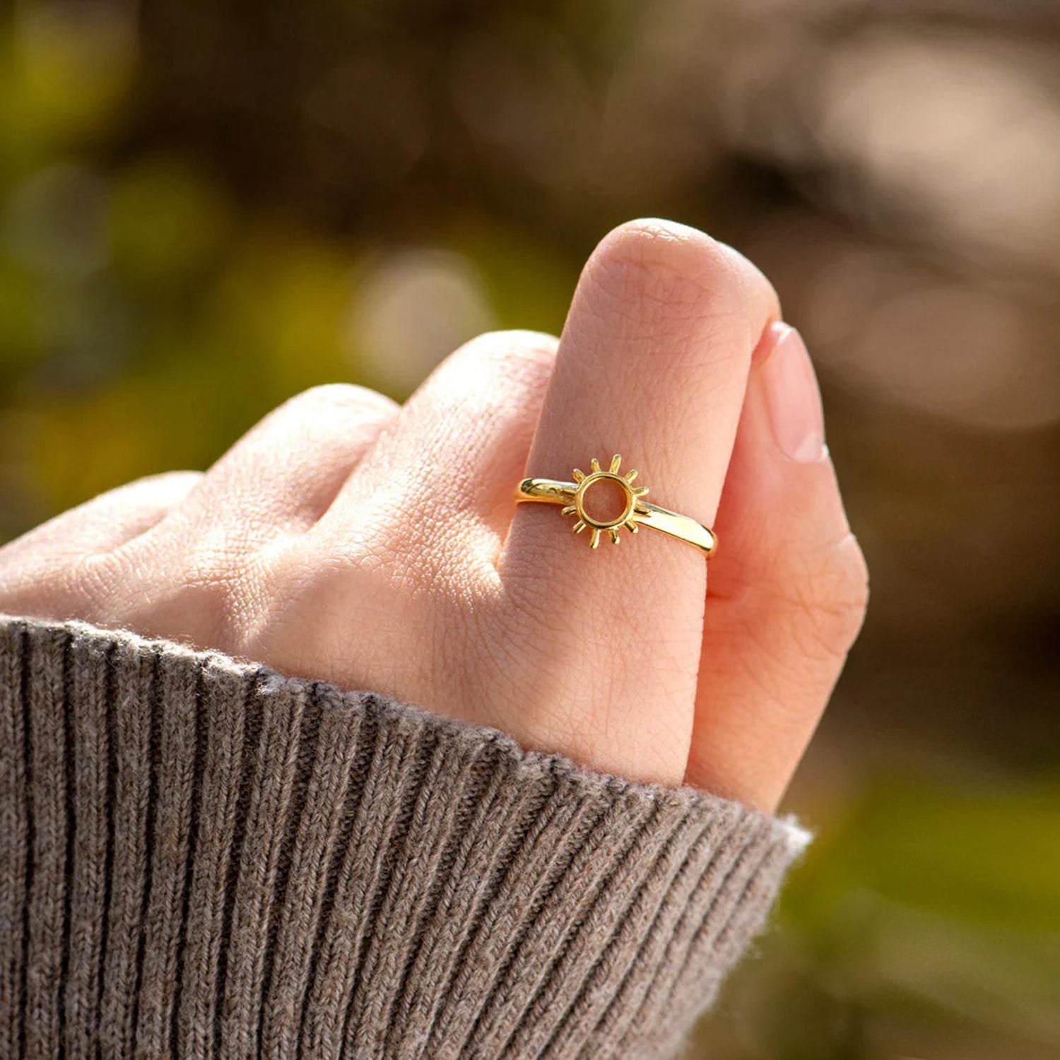 Sun Shape 18K Gold-Plated Ring 