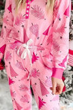 Printed V-Neck Long Sleeve Top and Pants Lounge Set Lingerie & Nightwear