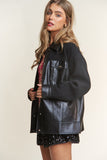 J.NNA Faux Leather Sherpa Contrast Snap Down Jacket 