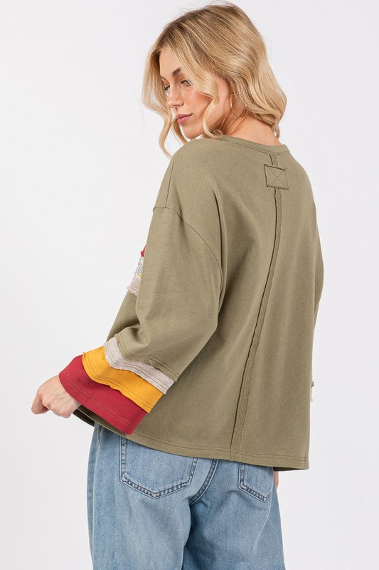 SAGE + FIG French Terry Color Block T-Shirt 