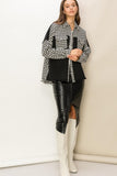 HYFVE Houndstooth Contrast Raw Hem Jacket 