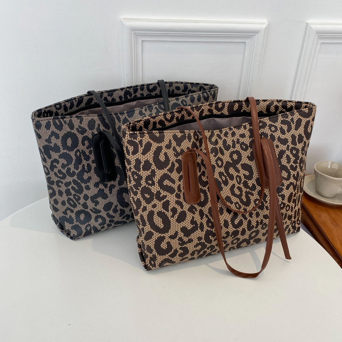 PU Leather Leopard Tote Bag 