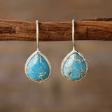 Copper Natural Stone Teardrop Shape Earrings 