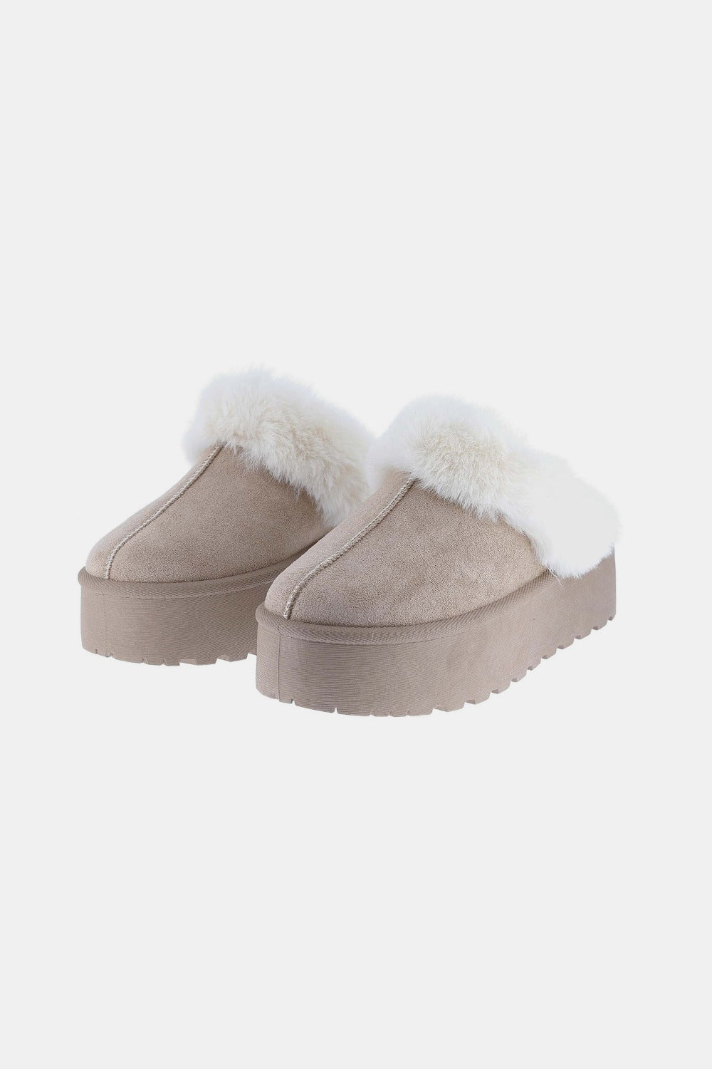 Weeboo Thick Bottom Fur Trim Snow Slippers 