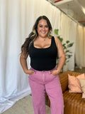 RFM Full Size High Rise Garment Dye Wide Leg  Jeans 