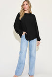 Basic Bae Full Size Ribbed Round Neck Long Sleeve T-Shirt Sweaters & Cardigans