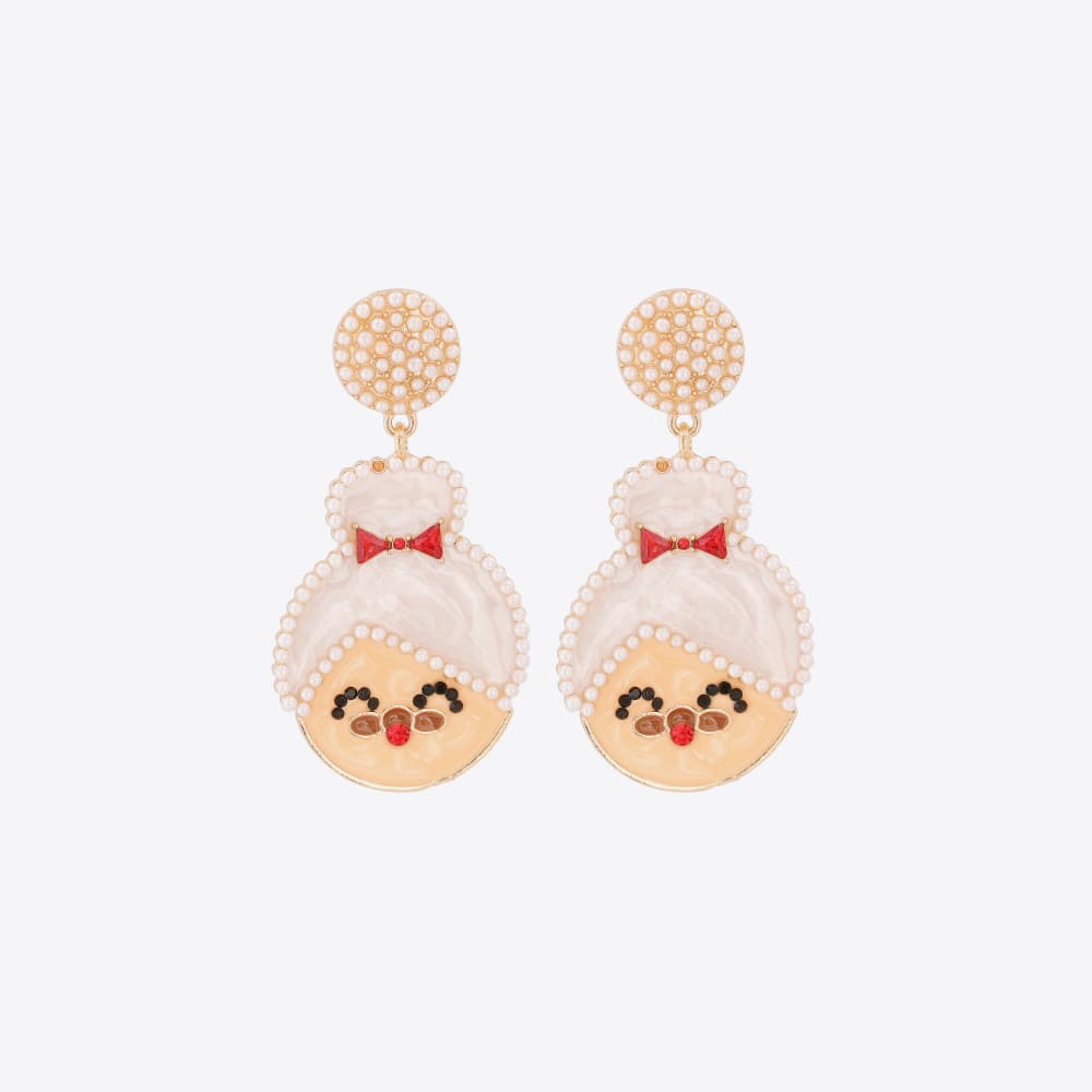 Rhinestone Alloy Mrs. Claus Earrings 