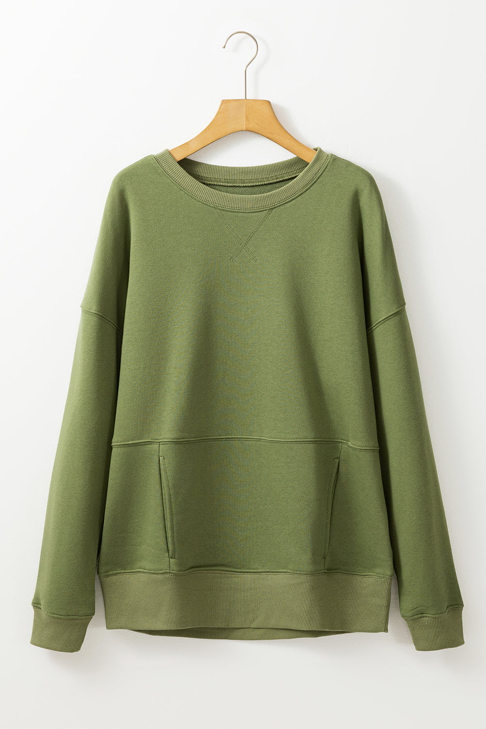 Solid Color Round Neck Long Sleeve Sweatshirt 