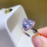 5 Carat 925 Sterling Silver Moissanite Heart Shape Ring 