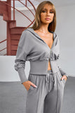Dropped Shoulder Hoodie Pants Active Set 