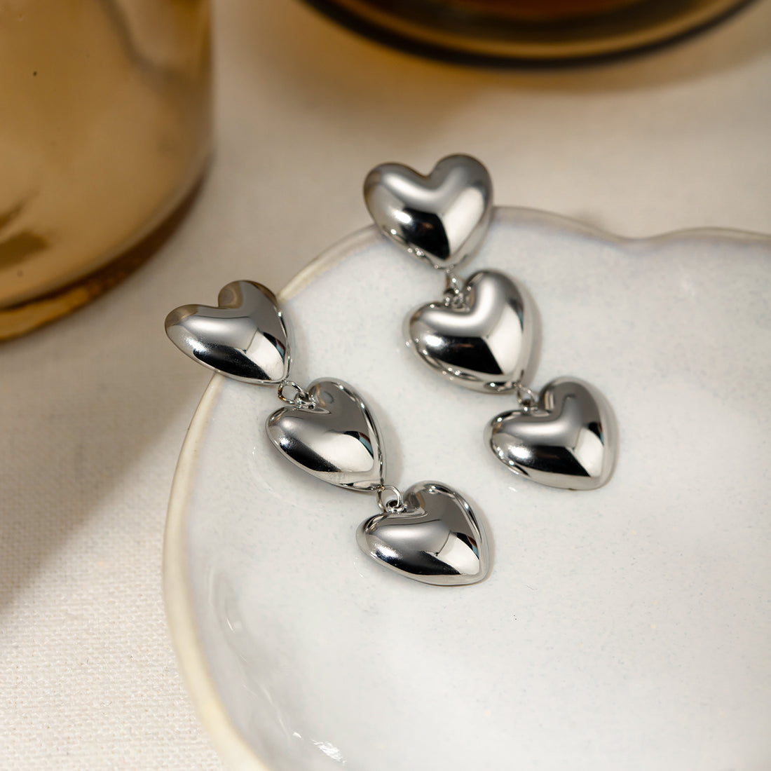 Stainless Steel Heart Earrings 