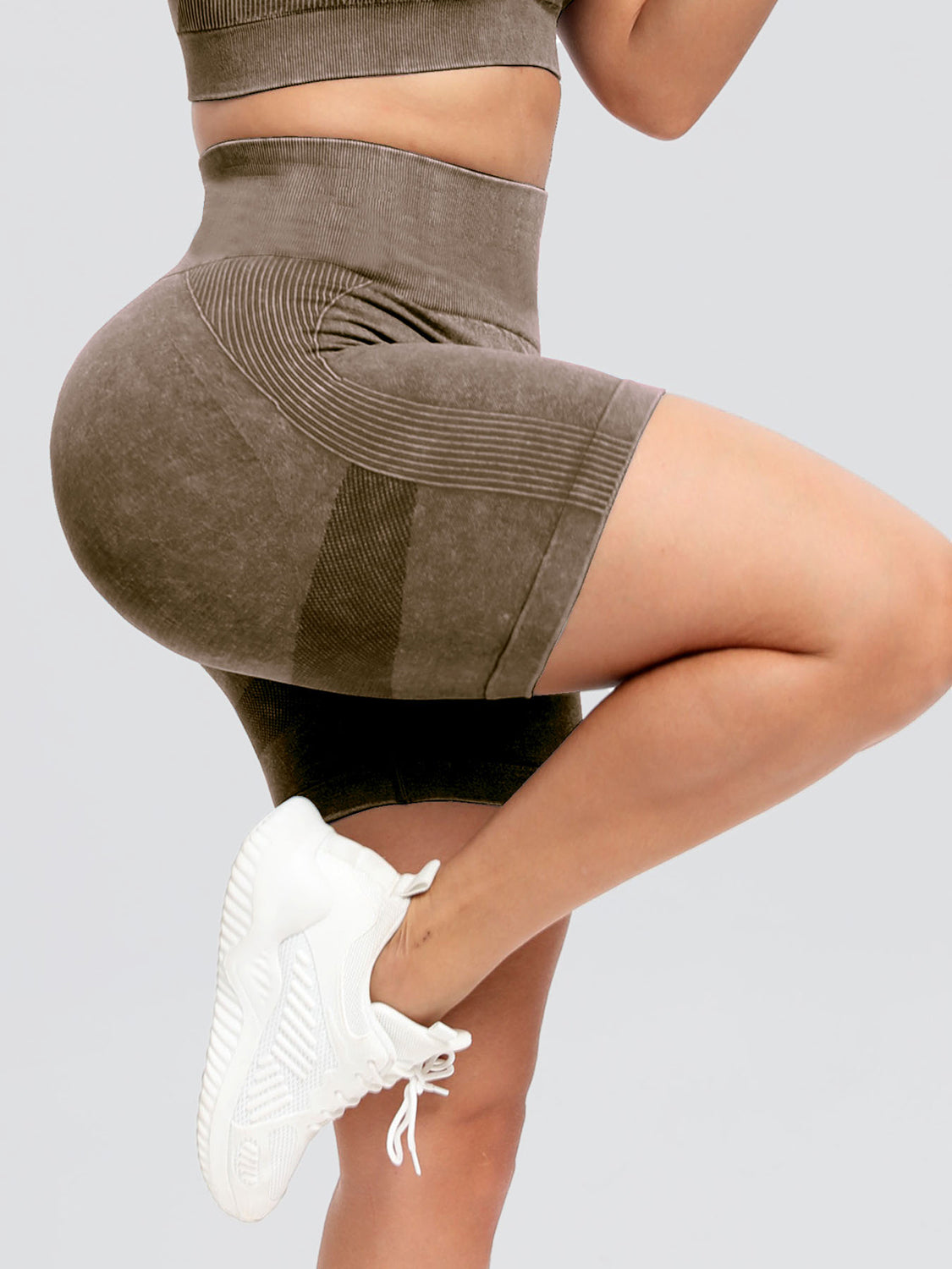 Washed High Waist Active Shorts 