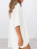 Full Size Oversized Slit Round Neck Top and Shorts Lounge Set Plus Size Lingerie & Nightwear