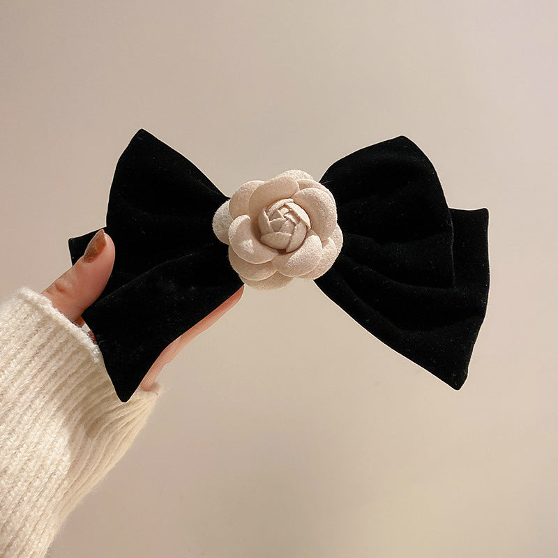 Rose Trim Bow Hair Clip 