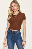 Basic Bae Full Size Ribbed Round Neck Short Sleeve T-Shirt 
