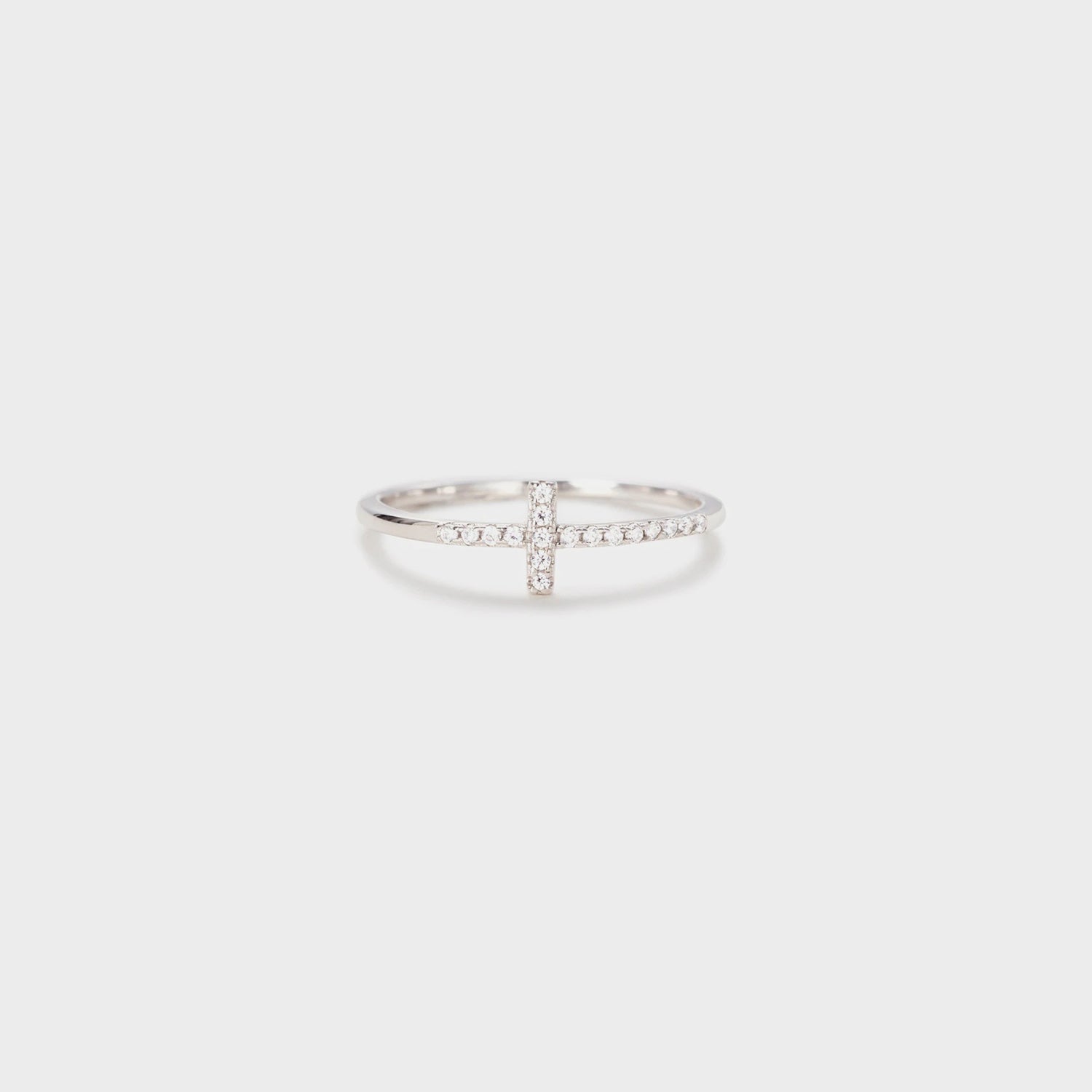 Cross Inlaid Zircon 925 Sterling Silver Ring 