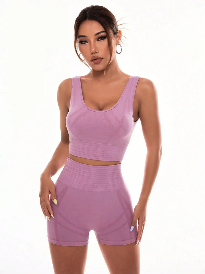 Scoop Neck Wide Strap Top and Shorts Active Set 