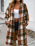 Devine Plaid Long Sleeve Hooded Coat 