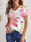 FAM-FAM Printed V-Neck Short Sleeve T-Shirt 