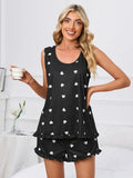 Heart Scoop Neck Tank and Shorts Lounge Set Lingerie & Nightwear