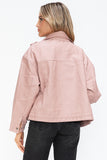 How Dare U Drawstring Hem PU Leather Zip Up Jacket 