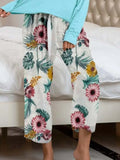 Round Neck Top and Printed Pants Lounge Set Lingerie & Nightwear