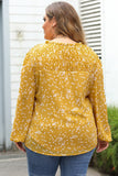 Plus Size Notched Neck Smocked Blouse 