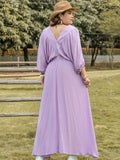 Plus Size Swiss Dot V-Neck Midi Dress 