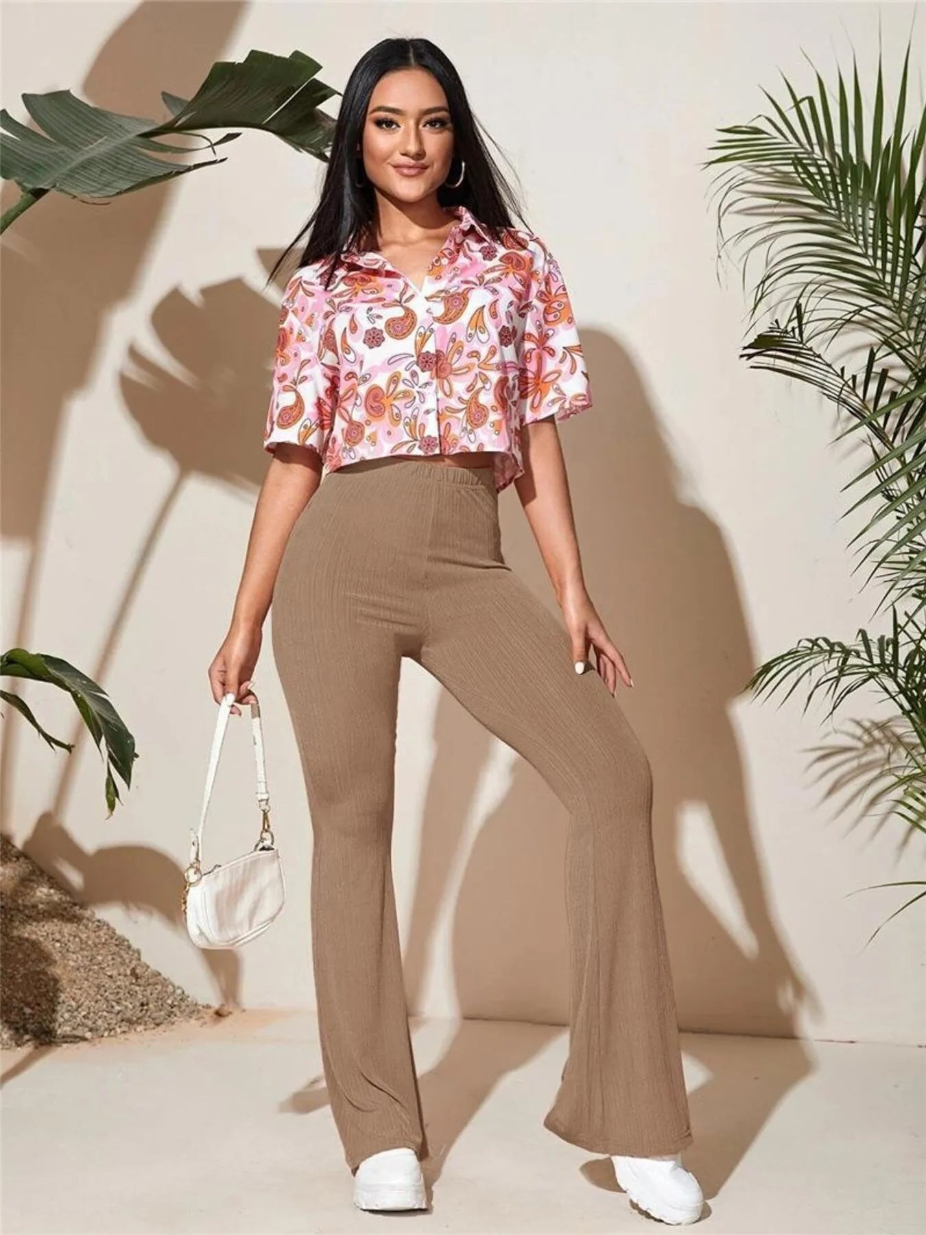 Full Size High-Waist Flare Active Pants Plus Size 