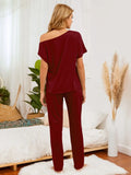 Boat Neck Top and Pants Lounge Set Lingerie & Nightwear