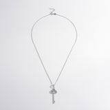 925 Sterling Silver Inlaid Zircon Key Shape Necklace 