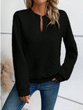 Notched Long Sleeve Sweatshirt 