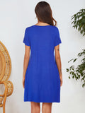 Notched Short Sleeve Mini Lounge Dress 
