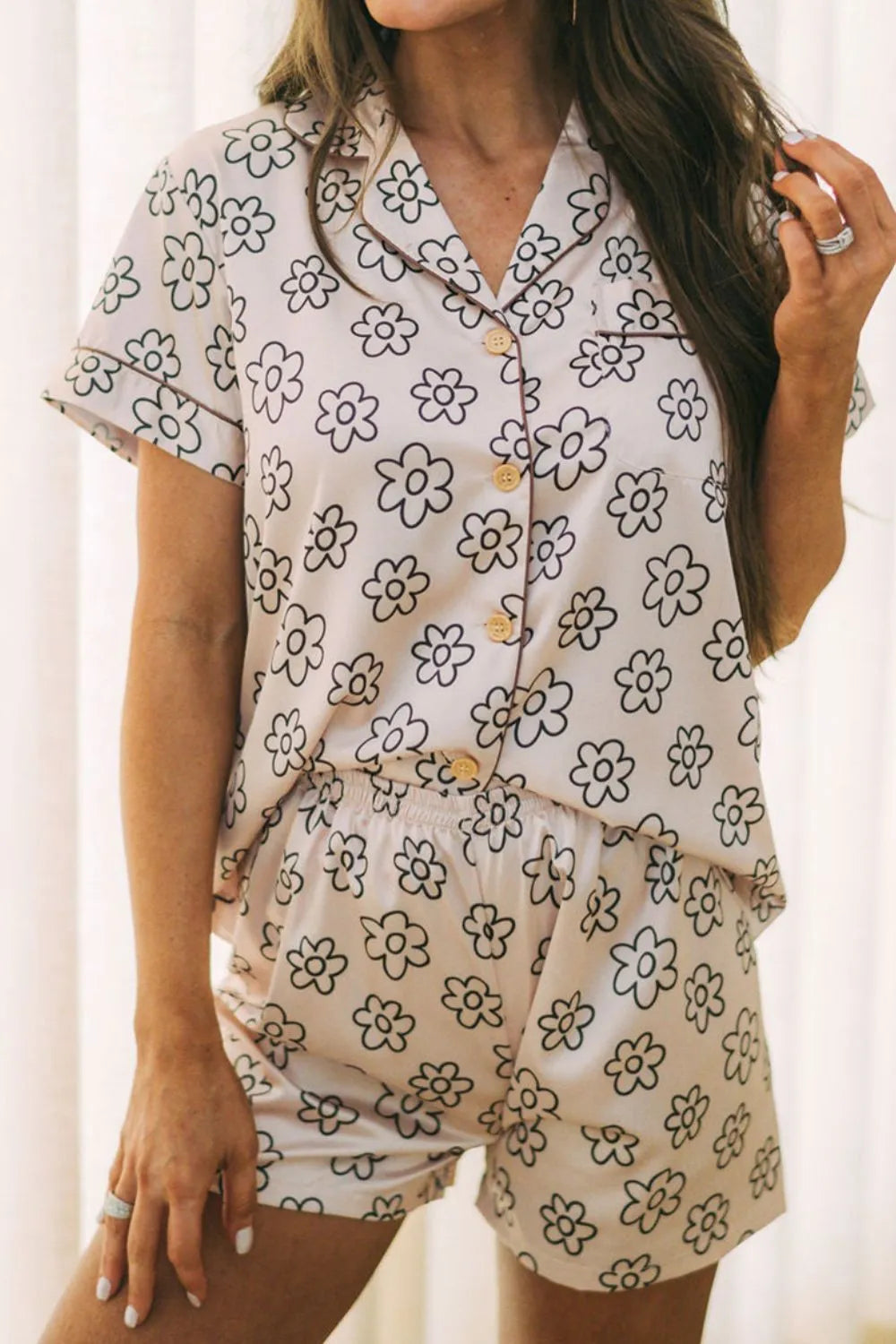 Flower Printed Top and Shorts Lounge Set Lingerie & Nightwear