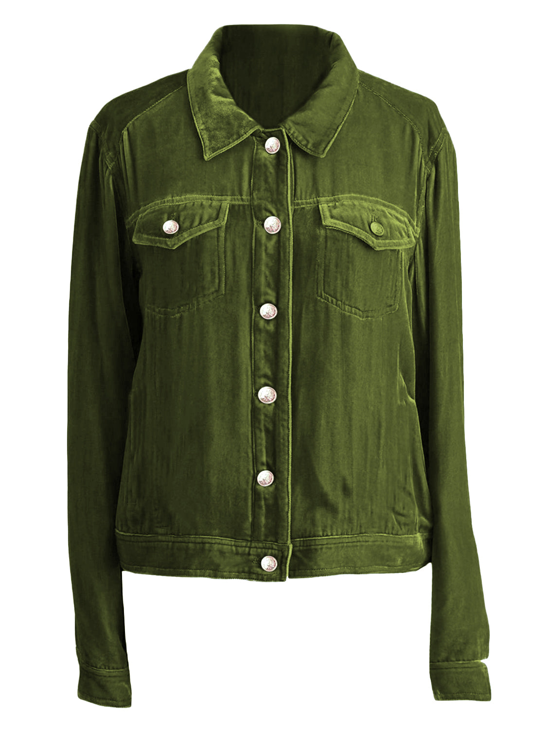 Button Up Long Sleeve Jacket with Chest Pockets 