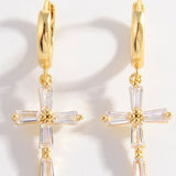 925 Sterling Silver Zircon Cross Earrings 