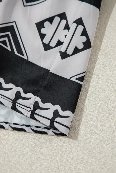 Tiered Printed Notched Half Sleeve Dress Dresses