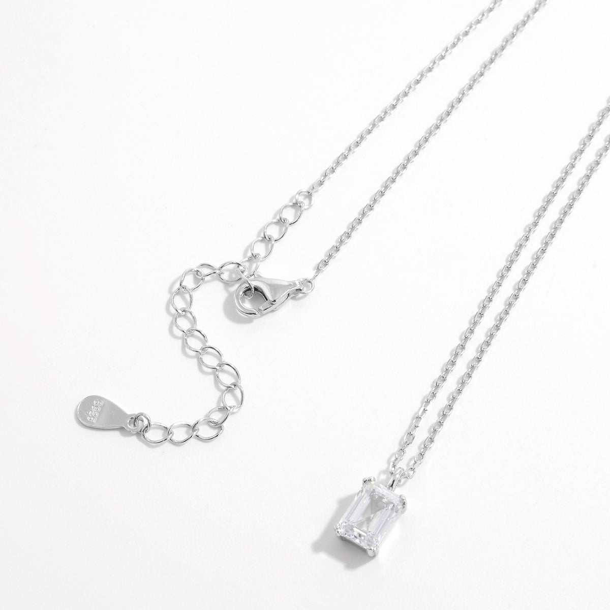 925 Sterling Silver Zircon Pendant Necklace 