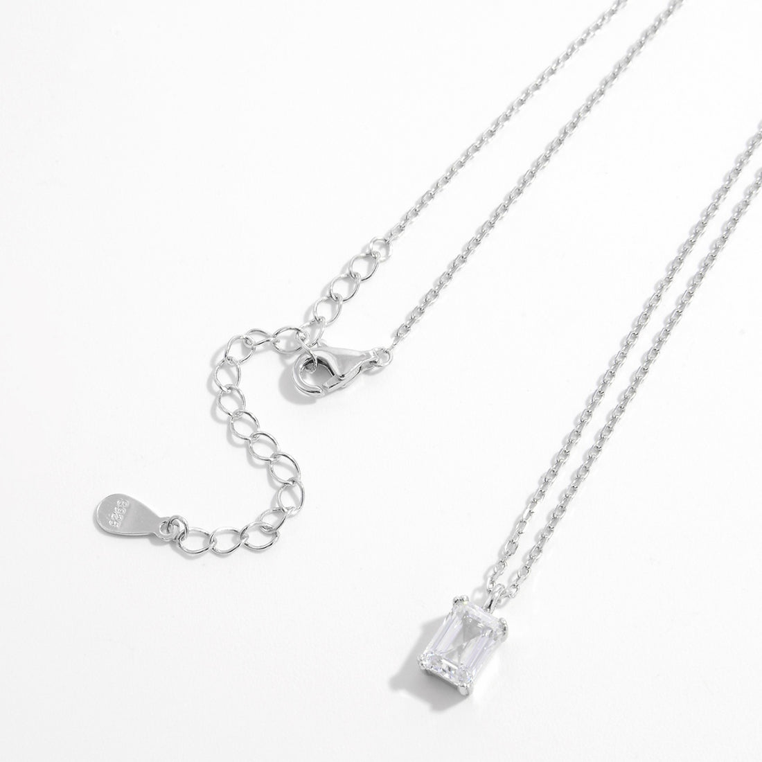 925 Sterling Silver Zircon Pendant Necklace 