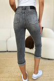 Judy Blue Full Size Button Fly High Waist Cuffed Capris 