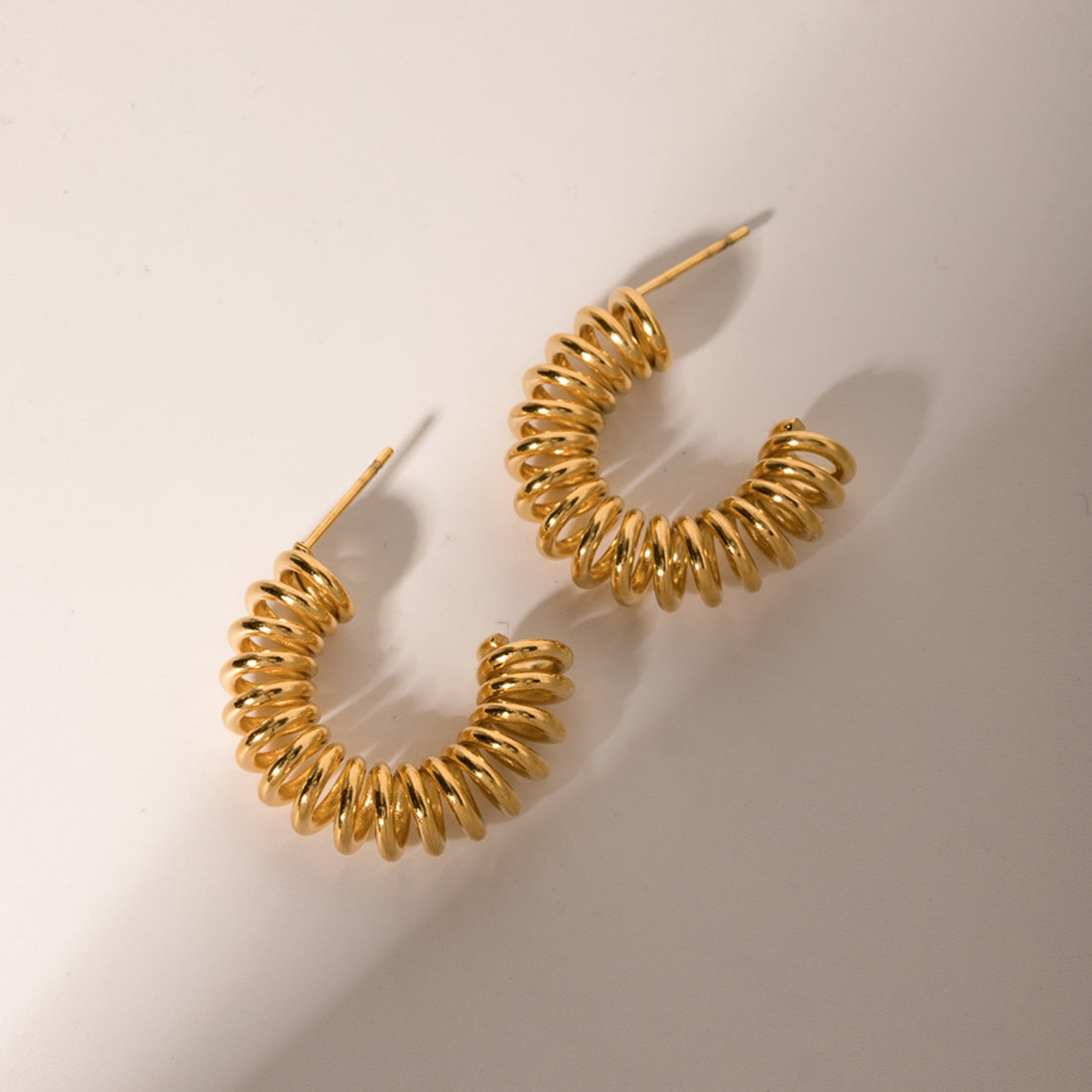 18K Gold-Plated Stainless Steel C-Hoop Earrings 
