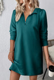 Double Take Textured Quarter Zip Long Sleeve Dress 