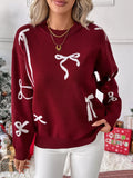 Bow Round Neck Long Sleeve Sweater 