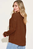 Basic Bae Full Size Ribbed Round Neck Long Sleeve T-Shirt Sweaters & Cardigans