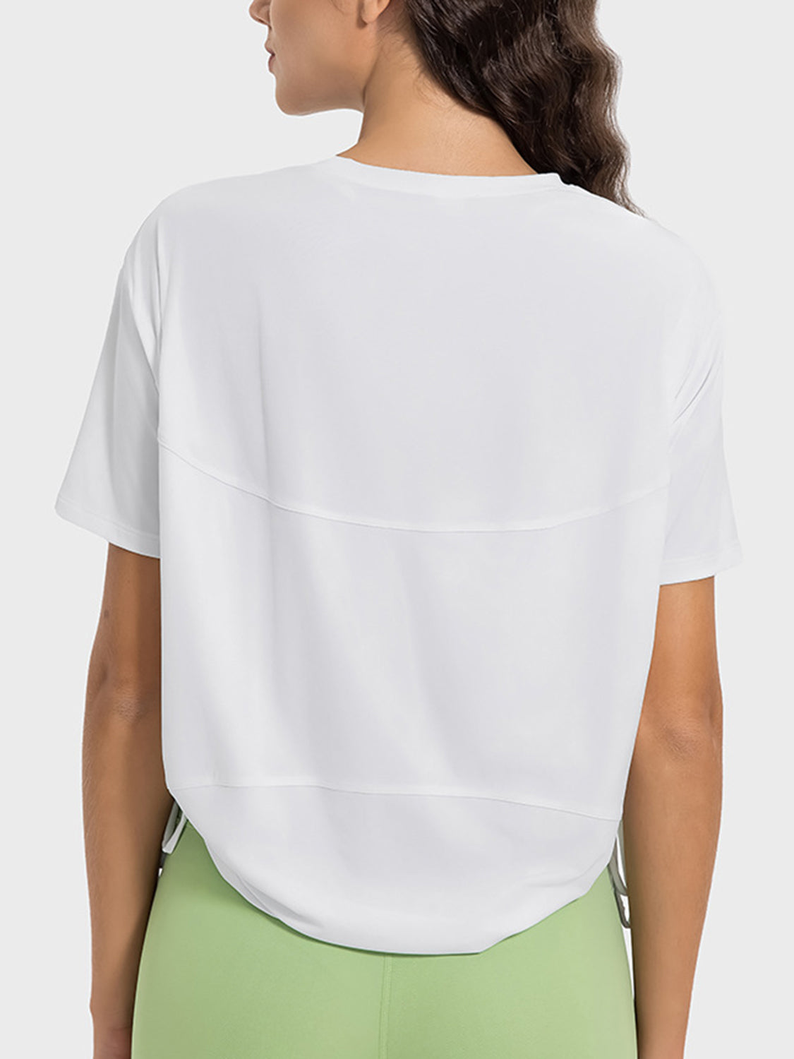 Millennia Drawstring Round Neck Short Sleeve Active T-Shirt 